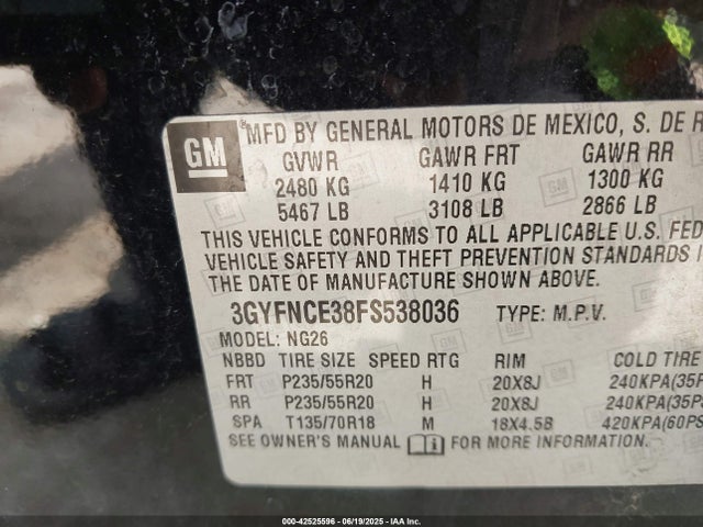2015 CADILLAC SRX 3GYFNCE38FS538036 Photo 8