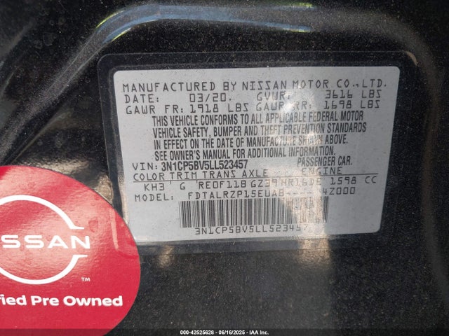 3N1CP5BV5LL523457 Nissan Kicks
