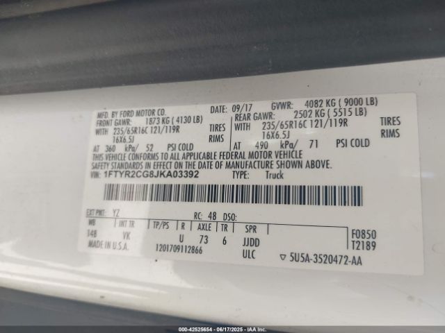 2018 FORD TRANSIT-250 1FTYR2CG8JKA03392 Photo 8