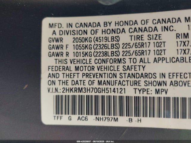 2016 HONDA CR-V 2HKRM3H70GH514121 Photo 8