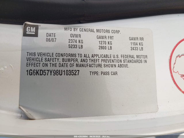 2008 CADILLAC DTS 1G6KD57Y98U103527 Photo 8