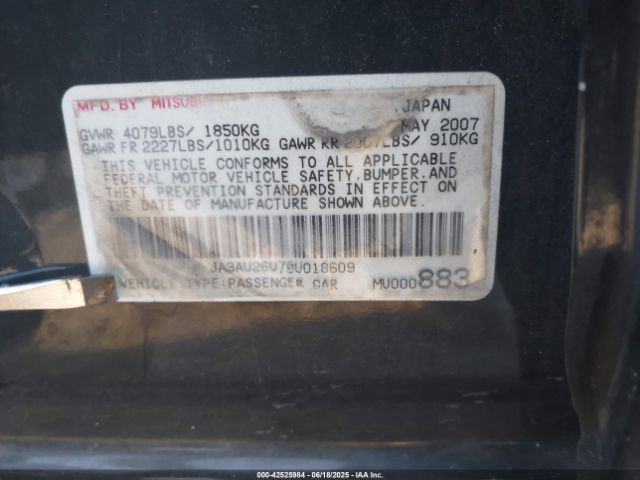 2008 MITSUBISHI LANCER JA3AU26U78U018609 Photo 8
