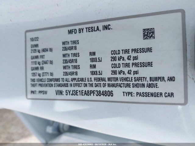 2023 TESLA MODEL 3 5YJ3E1EA8PF384806 Photo 8