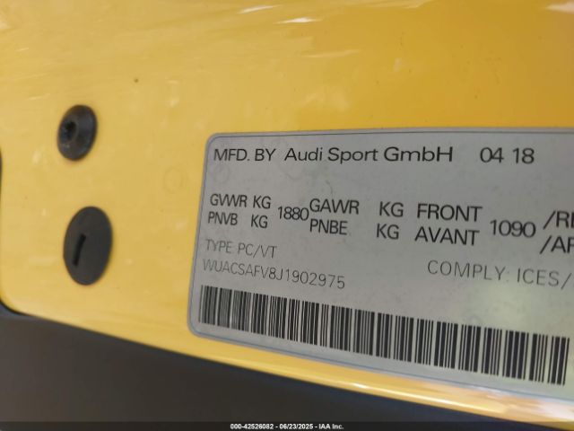 2018 AUDI TT RS WUACSAFV8J1902975 Photo 8