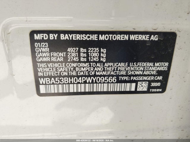 WBA53BH04PWY09566 BMW 530I