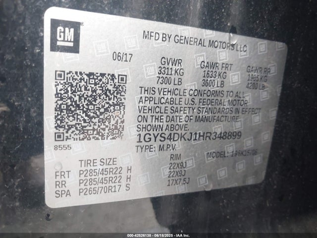 2017 CADILLAC ESCALADE 1GYS4DKJ1HR348899 Photo 8