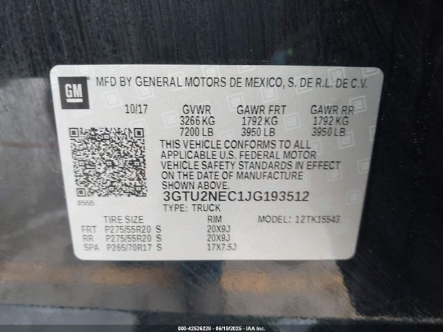 3GTU2NEC1JG193512 GMC l83 -spark ignited direct injection, variable valve timing, afm, e85 max, alum
