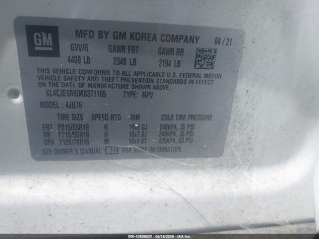 2021 BUICK ENCORE KL4CJESM5MB371165 Photo 8