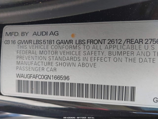 2016 AUDI A6 WAUGFAFC0GN166596 Photo 8