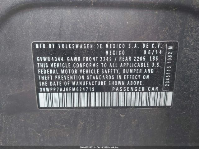 3VWPP7AJ6EM624719 Volkswagen 2014