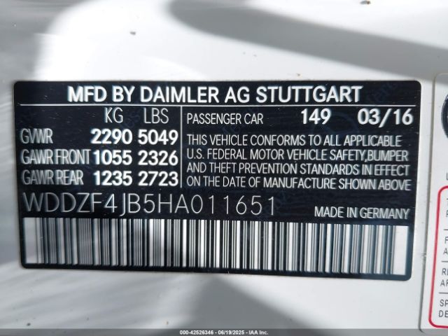 WDDZF4JB5HA011651 Mercedes-Benz m274