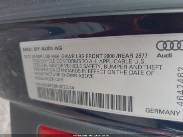2022 AUDI A6 WAUM2BF28NN023744 Photo 8