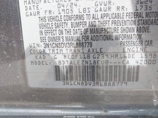 Nissan Versa 2024 3N1CN8DV3RL888779 Image 9