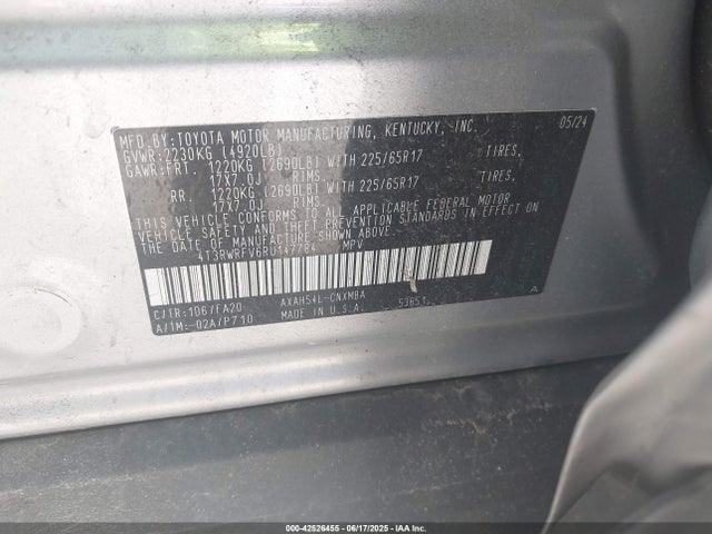 4T3RWRFV6RU147784 Toyota a25a-fxs