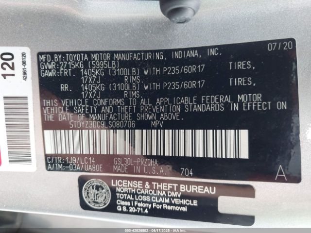 2020 TOYOTA SIENNA 5TDYZ3DC9LS080706 Photo 8