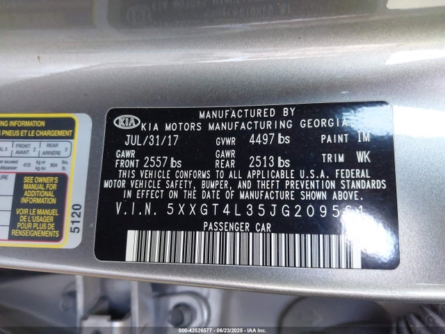 KIA gdi 2018 5XXGT4L35JG209561 Image 9
