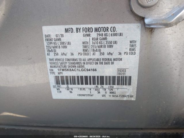 1FM5K8AC1LGC94166 Ford gtdi