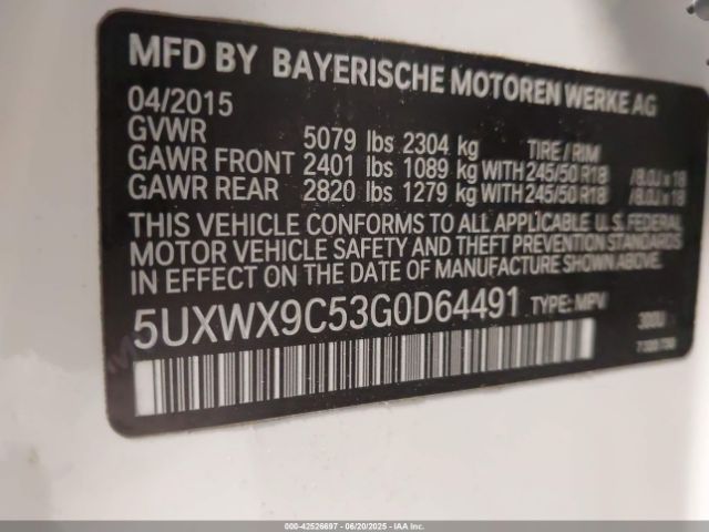 2016 BMW X3 5UXWX9C53G0D64491 Photo 8