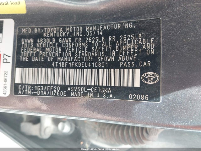 Toyota CAMRY SE 2014 4T1BF1FK9EU410801 Image 9