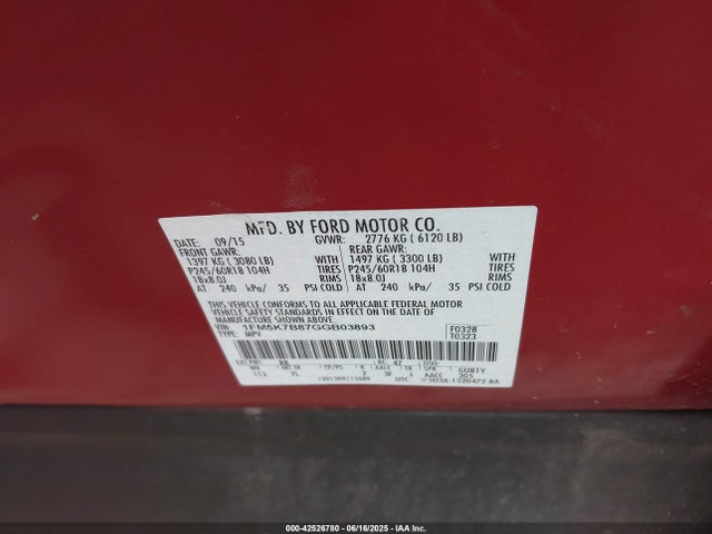 1FM5K7B87GGB03893 Ford 2016