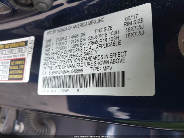 2017 HONDA CR-V 5J6RW2H84HL049668 Photo 8