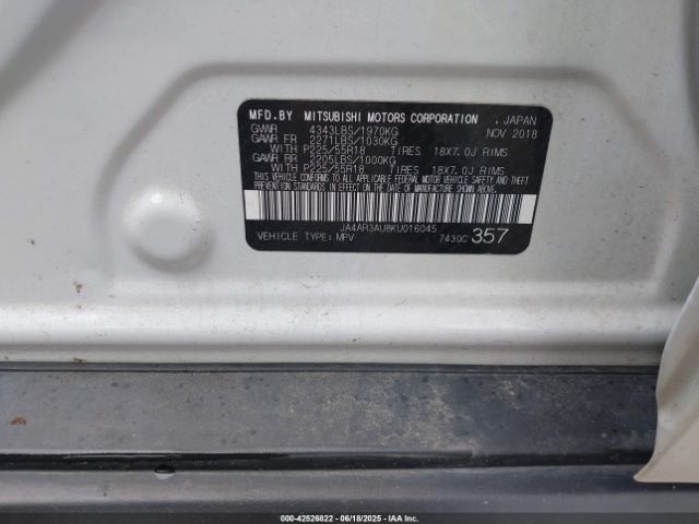 2019 MITSUBISHI OUTLANDER SPORT JA4AR3AU8KU016045 Photo 8