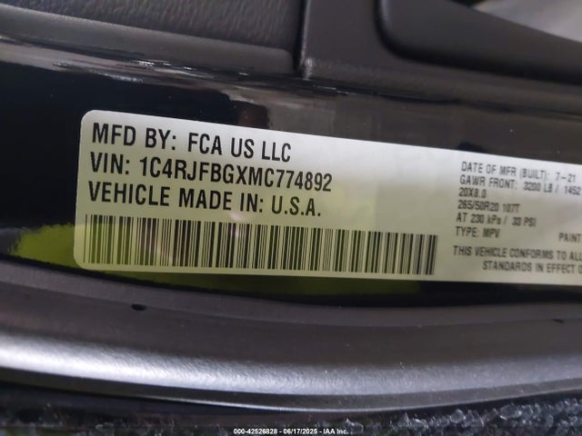 Jeep 2021 2021 1C4RJFBGXMC774892 Image 9