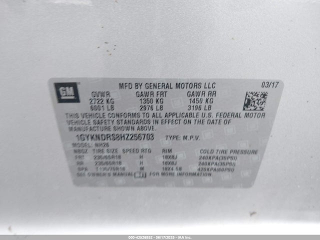 2017 CADILLAC XT5 1GYKNDRS8HZ256703 Photo 8