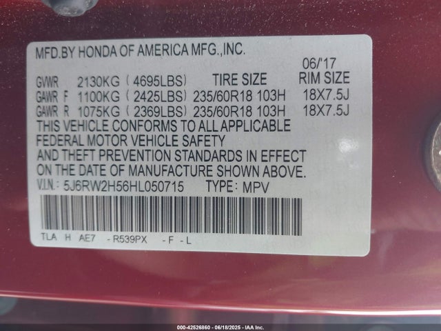 5J6RW2H56HL050715 Honda l15be