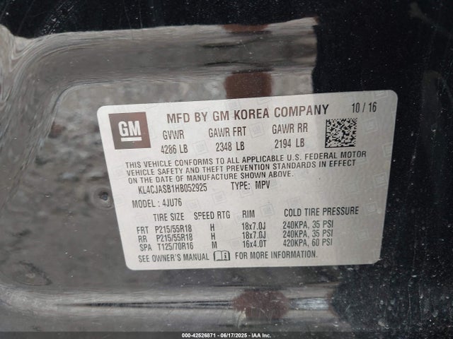 Buick luv mfi, vvt: variable valve timing, alum, e85 max 2017 KL4CJASB1HB052925 Image 9