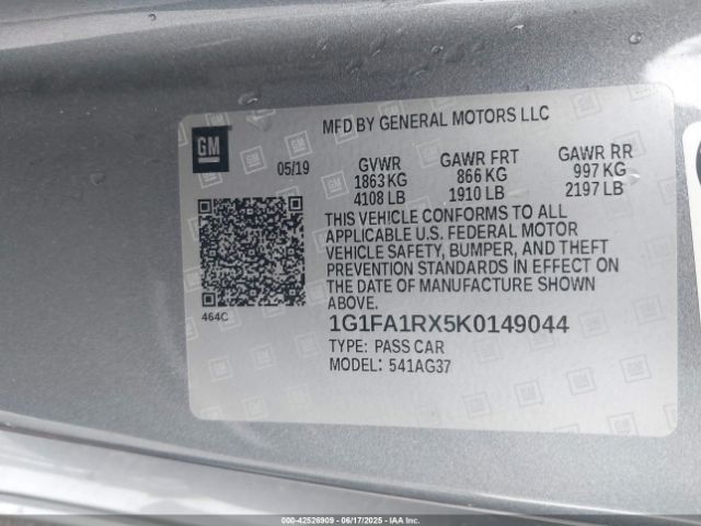 2019 CHEVROLET CAMARO 1G1FA1RX5K0149044 Photo 8