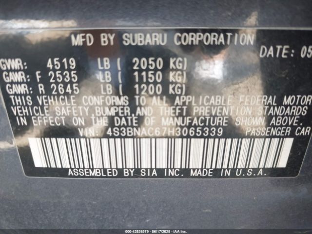 4S3BNAC67H3065339 Subaru u5