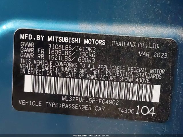 2023 MITSUBISHI MIRAGE G4 ML32FUFJ5PHF04902 Photo 8