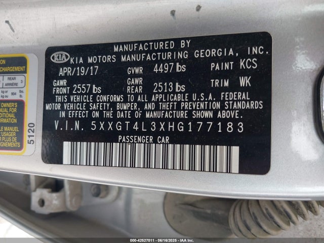 5XXGT4L3XHG177183 KIA g 2.4 dohc gdi