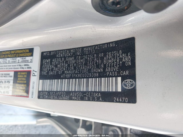 Toyota 2ar-fe 2014 4T1BF1FK8EU329398 Image 9