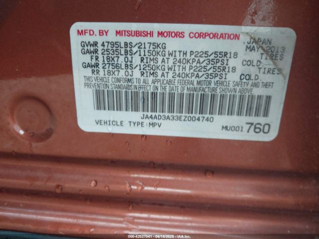 2014 MITSUBISHI OUTLANDER JA4AD3A33EZ004740 Photo 8