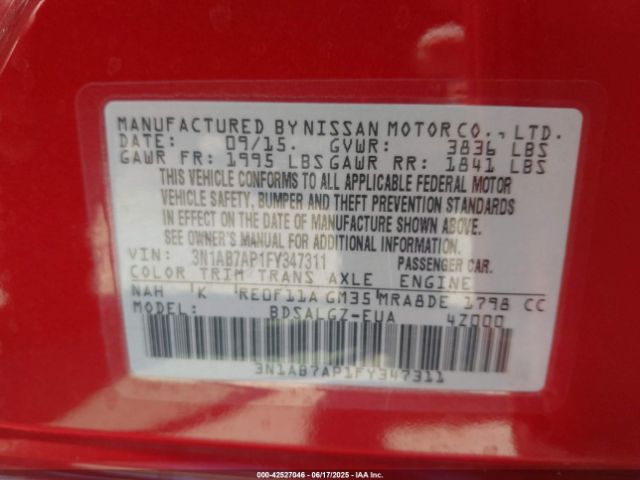 3N1AB7AP1FY347311 Nissan Sentra