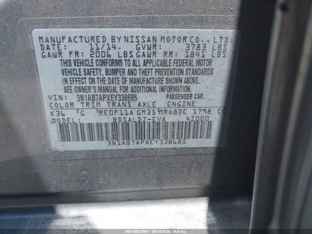 Nissan 2014 2014 3N1AB7APXEY338685 Image 9