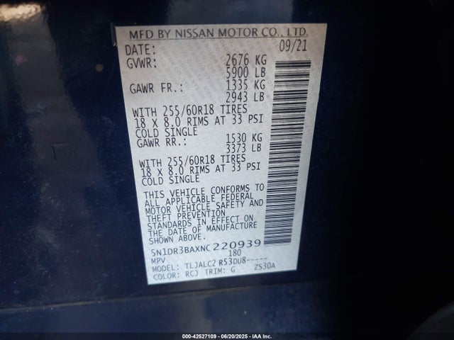 5N1DR3BAXNC220939 Nissan 2022