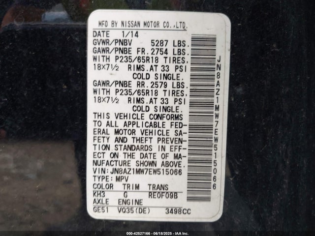 JN8AZ1MW7EW515066 Nissan 2014