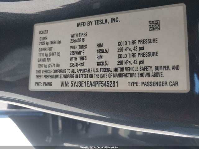 2023 TESLA MODEL 3 5YJ3E1EA4PF545281 Photo 8