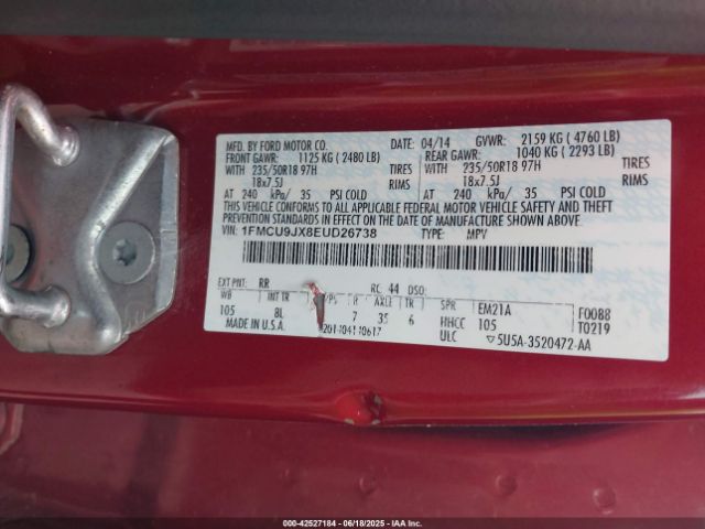 1FMCU9JX8EUD26738 Ford Escape Titanium