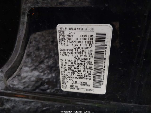2010 NISSAN MURANO JN8AZ1MU9AW009456 Photo 8