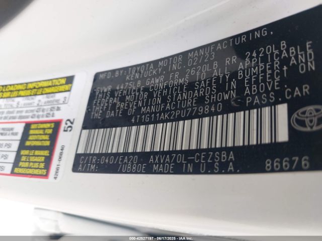 2023 TOYOTA CAMRY 4T1G11AK2PU779840 Photo 8