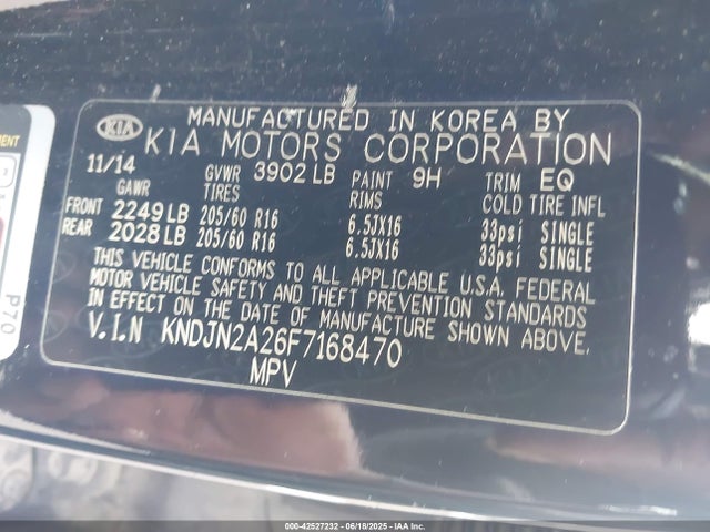 KIA dohc gdi gamma 2015 KNDJN2A26F7168470 Image 9