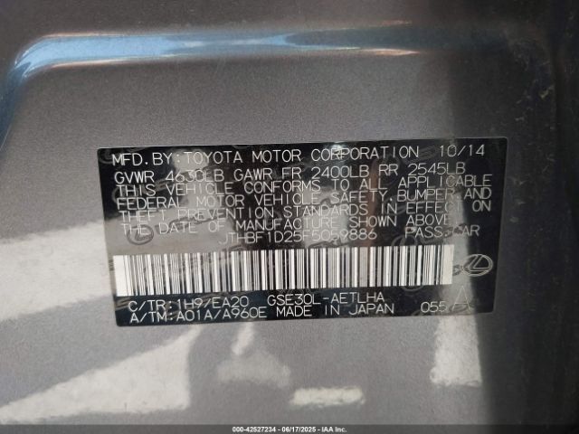 2015 LEXUS IS 250 JTHBF1D25F5059886 Photo 8