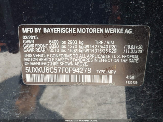 5UXKU6C57F0F94278 BMW X6 Xdrive50i
