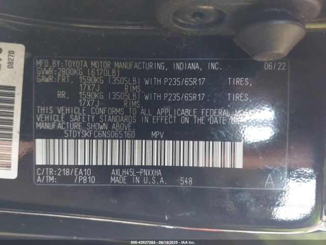 5TDYSKFC6NS065160 Toyota a25a-fxs, 5nm, 4nm