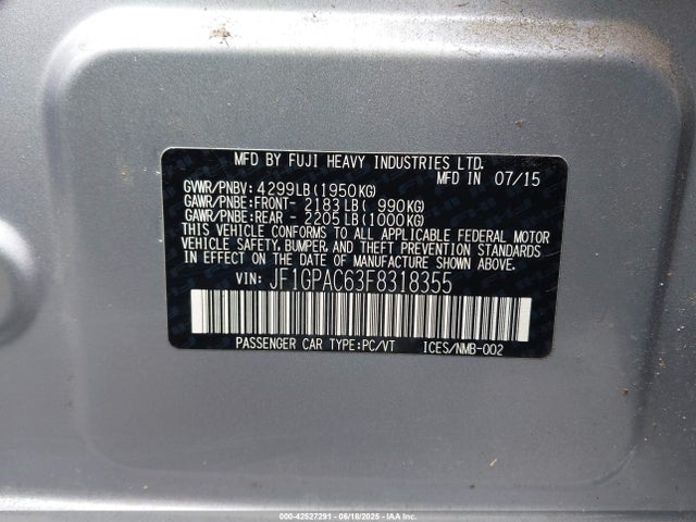 Subaru 2.0l na 2015 JF1GPAC63F8318355 Image 9