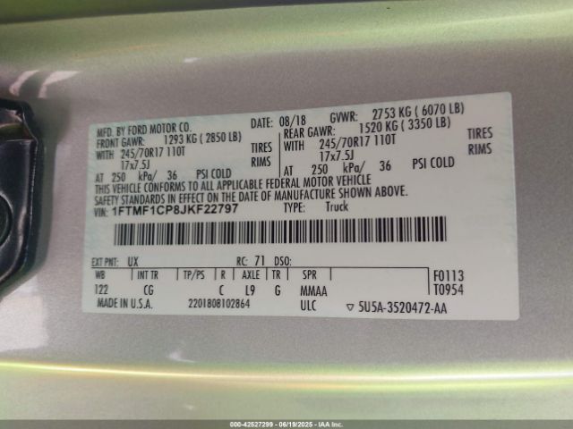2018 FORD F-150 1FTMF1CP8JKF22797 Photo 8